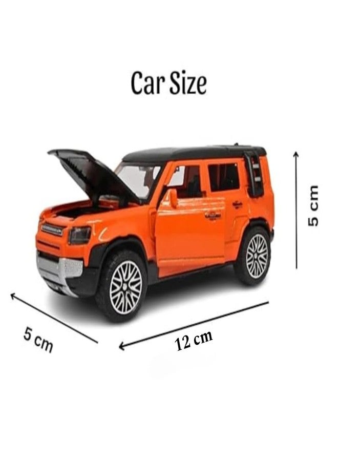 RUHANI Metal Range Rover Defender 1:32 Scale Model Car Exclusive Alloy Metal Pull Back Die Cast Metal Car with Openable Doors for Kids (Orange) - Image 2